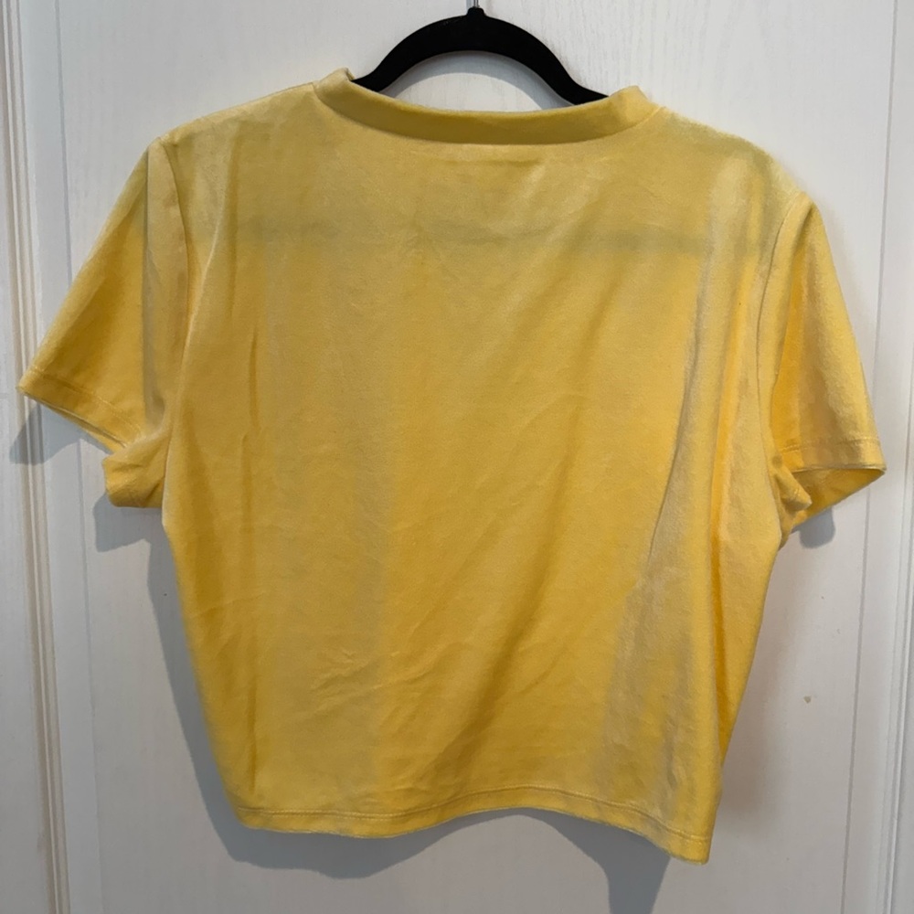 Fashion Nova Vibrant Yellow velvet Crop Top - Picture 3 of 3